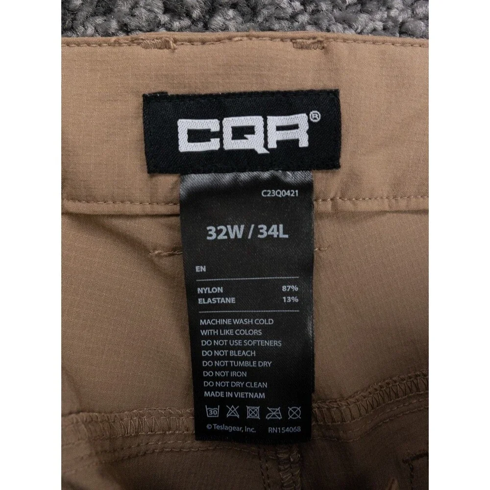 CQR Pants Mens 32x34 Brown Shenandoah Series Tactical Cargo Tech Workwear NWT